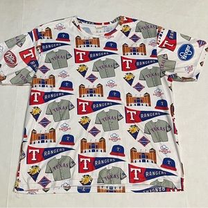 VTG Texas Rangers Baseball Arlington All-Over-Print AOP Polyester T-Shirt READ
